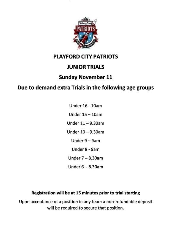 Playford City Junior Trials