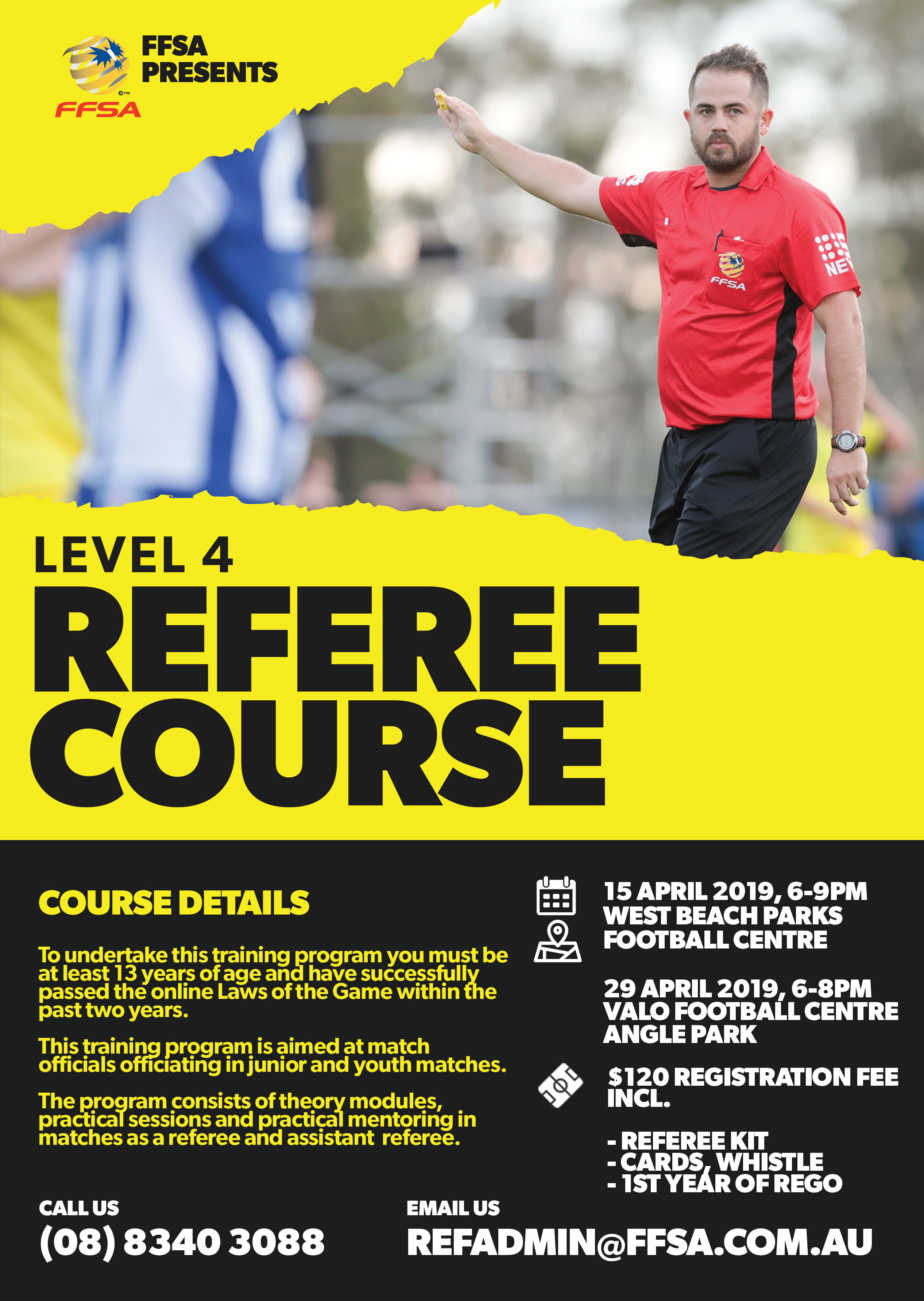 April Level 4 Referee Course Registrations now open! Football SA