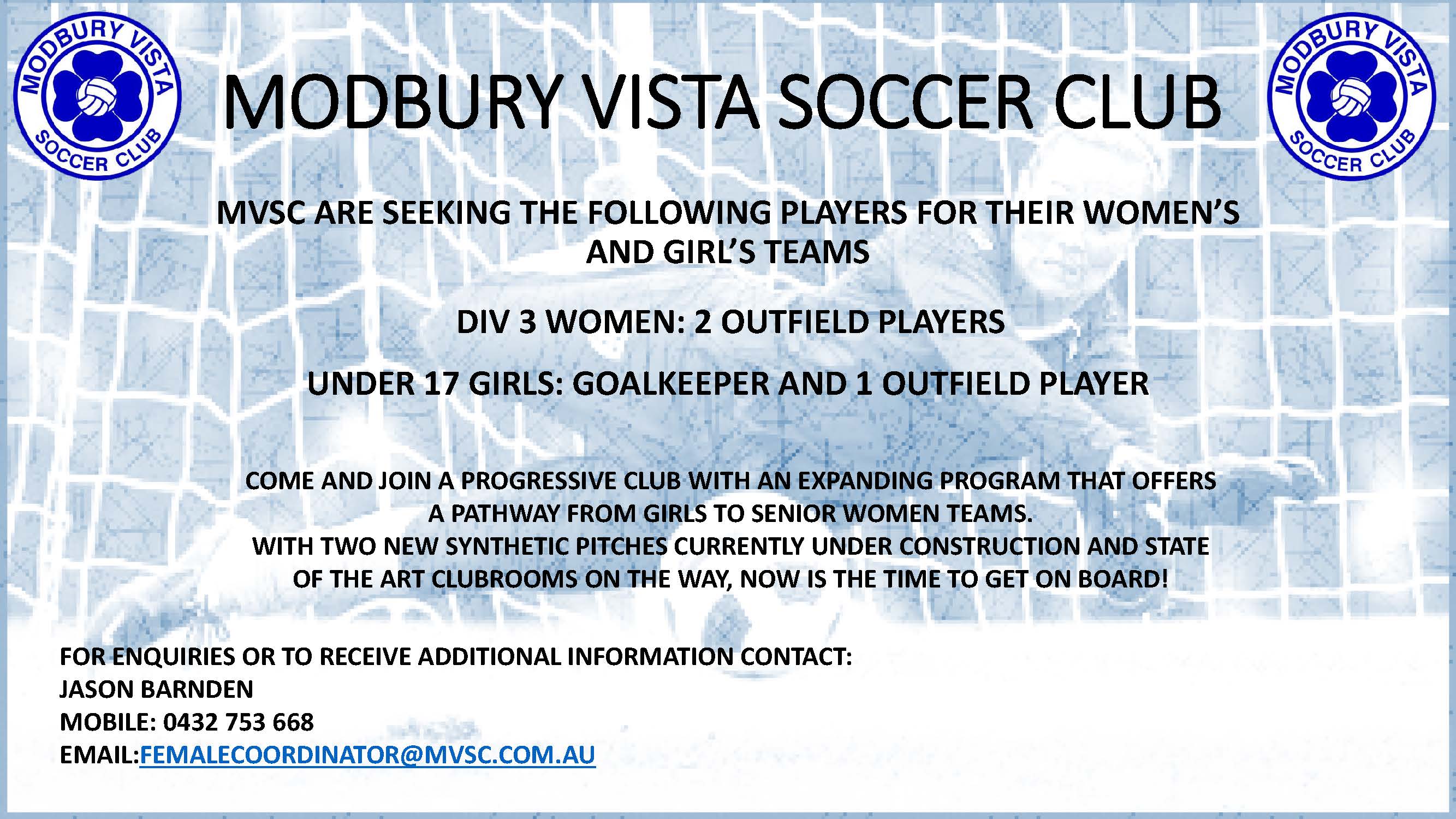 Modbury Vista Female Players