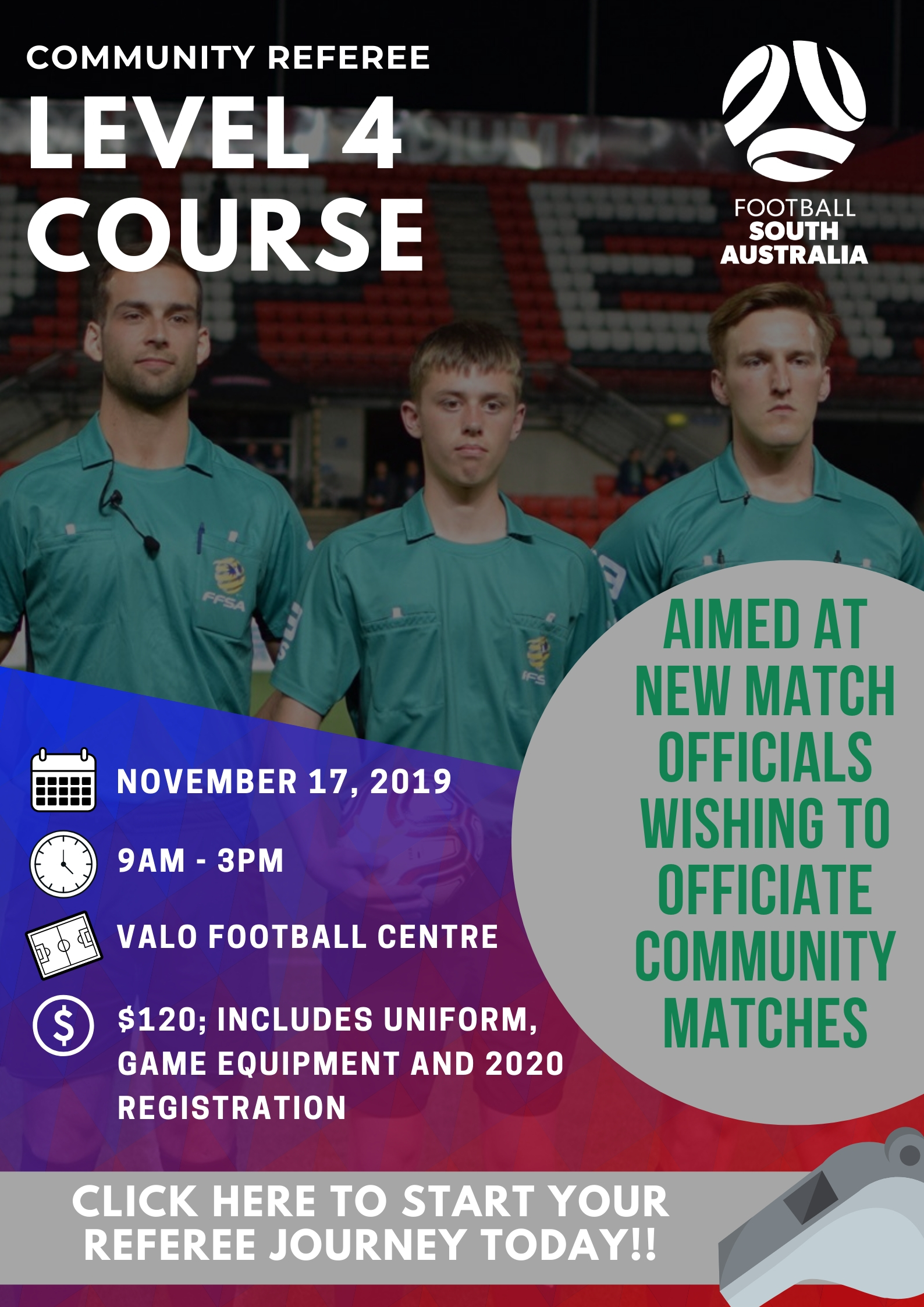 Level 4 Referee Course Flyer - 17 November 2019