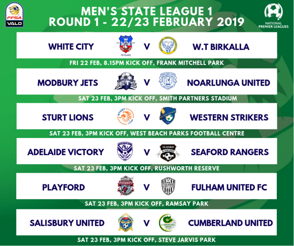 State League 1 Men's Round 1 Fixtures 2019